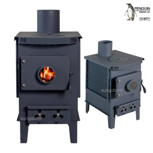 국산 화목난로 미니 No.500S (10py) 화력조절 댐퍼 내열유리장착 난방기 히터