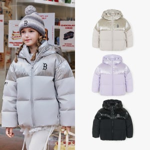 [MLB 키즈] (공식) 글로시 모노그램 배색 숏 구스다운 (3color)