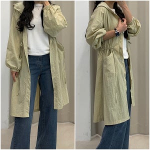 후드 롱 야상 스트링 바람막이 윈드 점퍼