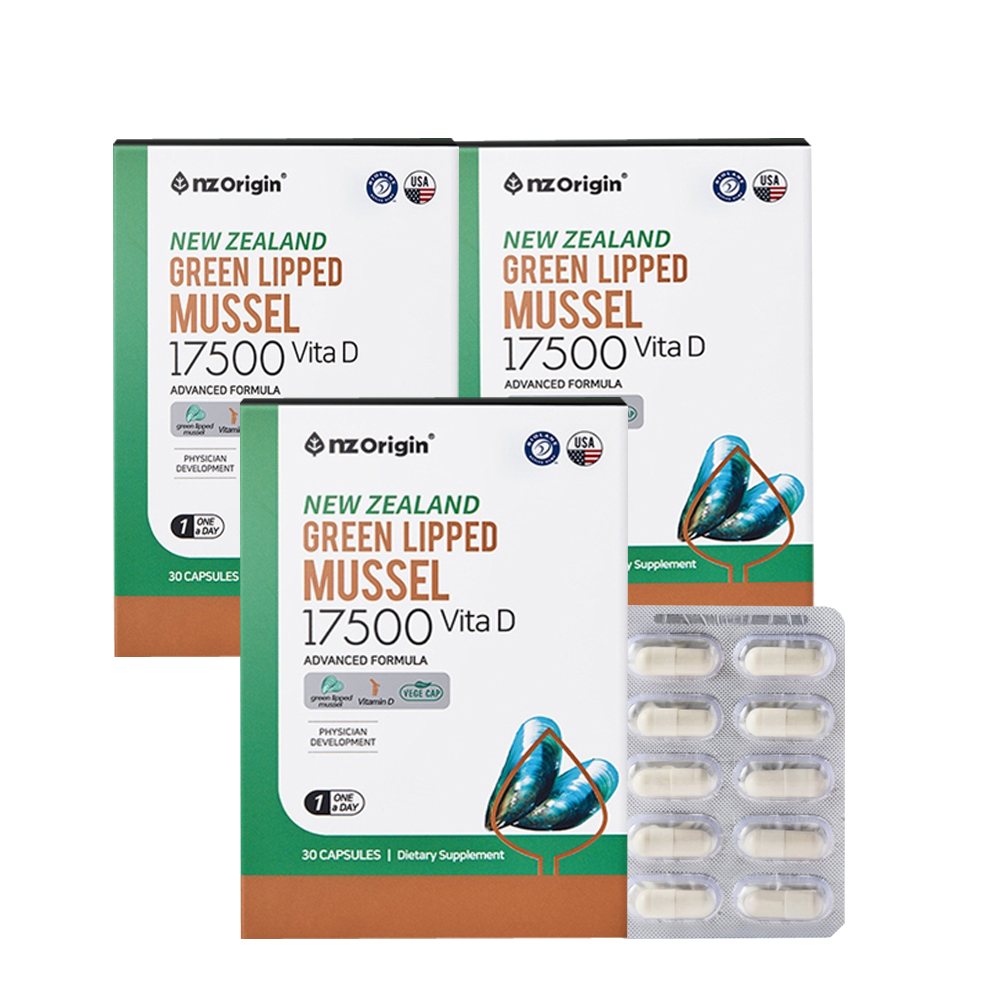 엔젯오리진 <b>뉴질랜드 초록입홍합 17500 비타민D</b> 710mg x 30정, 3개