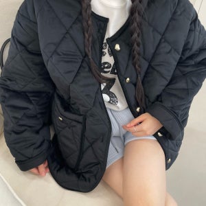 하트 초코 벨벳 와플 누빔 점퍼