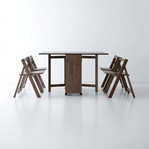 필몬 4인 원목접이식테이블 세트 DCM74120 1200mm, 미들브라운 7284.3203