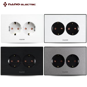 나노 아트2 전기 매입 접지 콘센트 커버 2구 가로형 국산