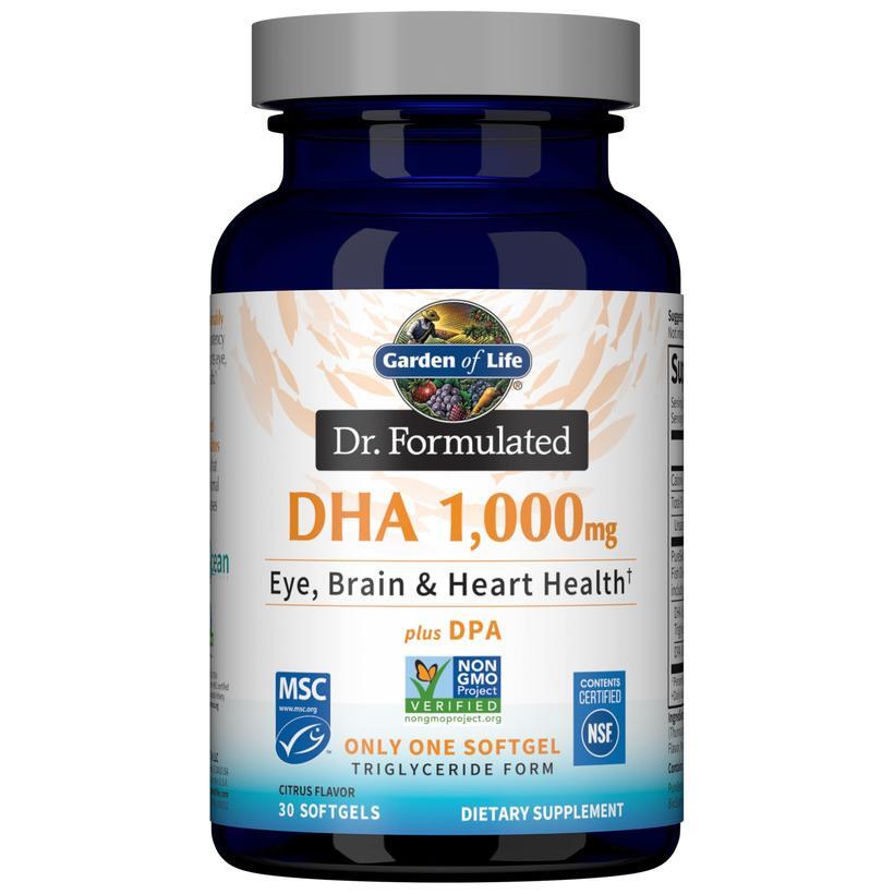 <b>가든 오브 라이프 DHA</b> 1000mg 피쉬 오일 레몬 소프트젤 30개입