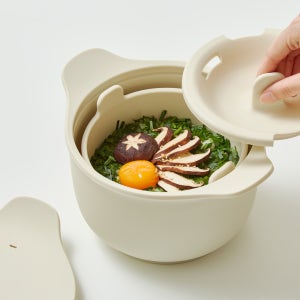 실리프랑 전자레인지 저당밥솥 4인용 밥솥 실리콘 찜기 크림화이트 1P