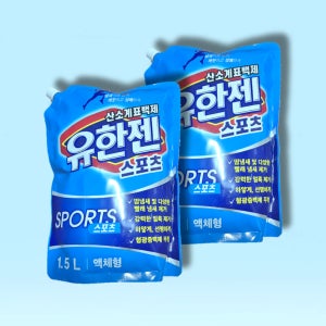유한젠 산소계 표백제 스포츠 액체형 리필 1.5L, 2개