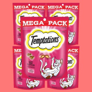 템테이션 메가팩 고양이 바삭한 과자 간식 소고기, 180g, 5개