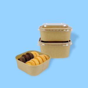 크라프트 정사각 종이용기 DRP 208 (뚜껑별도) 300개 배달 포장 떡 쿠키 디저트 답례품