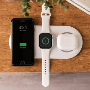 플라이토 멀티플 25W 고속 3in1 무선 충전기 갤럭시 아이폰 에어팟 애플워치 버즈 호환