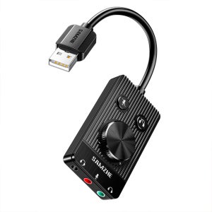삼지 USB 외장형 사운드카드 볼륨조절 헤드셋연결 마이크연결 AC02