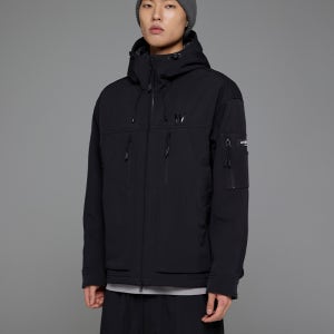 테크 포켓 하이넥 후드 점퍼