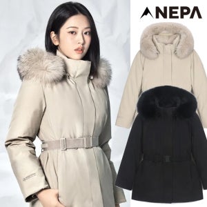 네파프리미엄다운 여성 아르떼 미드기장 벨트 고어텍스 구스패딩 빅사이즈