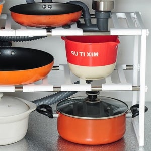 늘어나는선반 길이조절언더선반 싱크대하부장 하부정리대 하부