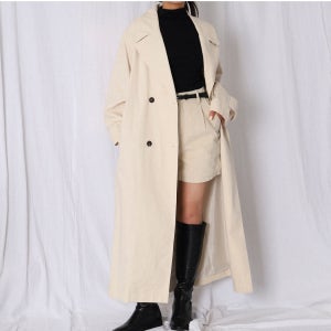 오버핏 더블 롱 트렌치코트
