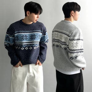 남자노르딕니트 남성눈꽃니트 두꺼운니트