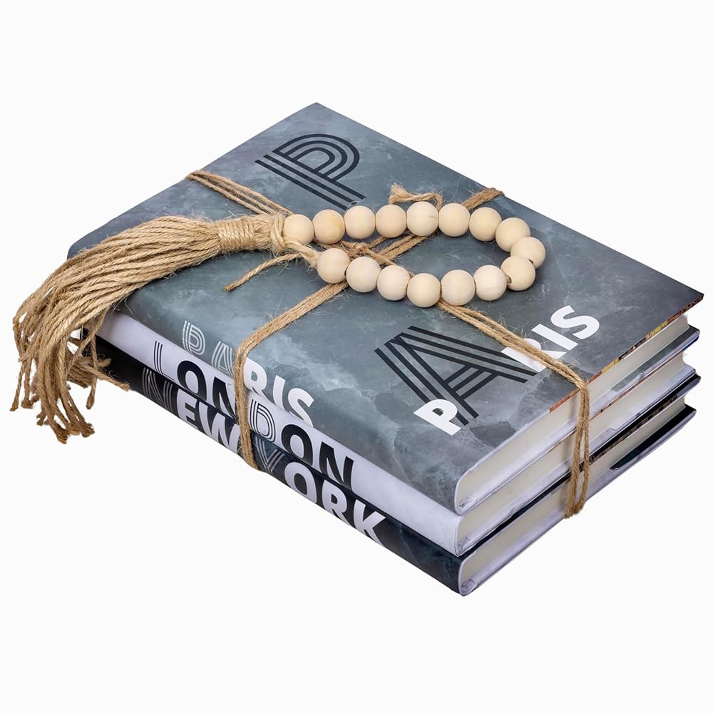 럭셔리 도서관 시티에서 영감을 받은 장식 도서 - 커피 테이블/서랍 장식용 하드커버 세트 사무실/홈 미니멀리스트 갈랜드가 있는 가벼운 책 더미 3종