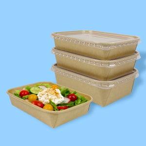 크라프트 직사각 종이용기 DRP R500 (뚜껑별도) 300개 배달 포장 샐러드 샌드위치 닭강정 도시락