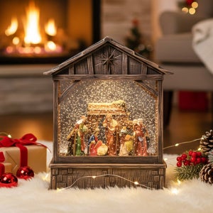 마구간 오르골 대 브라운 크리스마스 오너먼트 연말선물 예수탄생 구유 조명