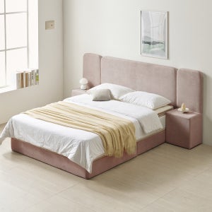 베이론 호텔식 좁은방 신혼 부부 패브릭 호텔 침대프레임 LK(라지킹), 살몬핑크