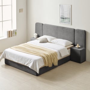 베이론 호텔식 좁은방 신혼 부부 패브릭 호텔 침대프레임 LK(라지킹), 모던그레이