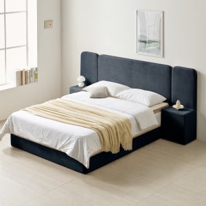 베이론 호텔식 좁은방 신혼 부부 패브릭 호텔 침대프레임 LK(라지킹), 다크네이비