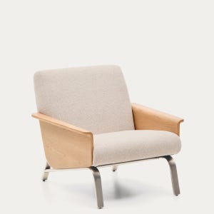 [케이브홈] AMSEN 암센 샤닐 패브릭 암체어 (오크/베이지)