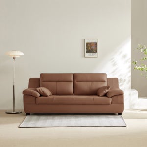 동서가구 천연 면피가죽 테라 소파 스툴미포함, 카멜, 3인용