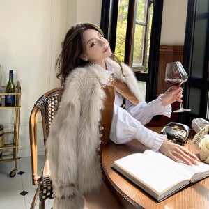 여성용 짧은 모피 겨울 모조 여우 모피 가벼운 퍼 재킷