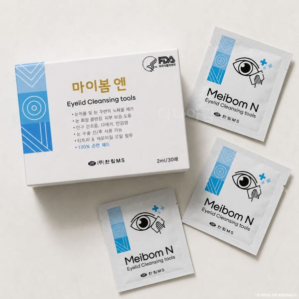 순면 패드형 마이봄엔 30매 개별포장 눈꺼풀 속눈썹 외출용 클렌징 화장 눈 청결제 간편
