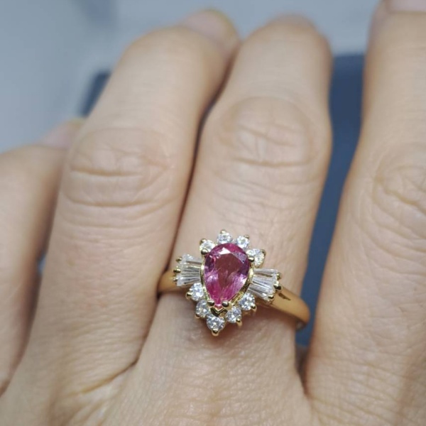 한점처분/페어컷 천연핑크사파이어반지(14k 3.4g JS)