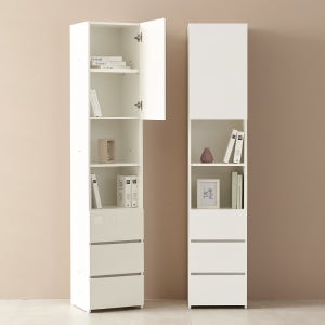 E0자재 서재 책장 407x375x2000(RH2055), 6단, 서랍셋수납형 좌측문