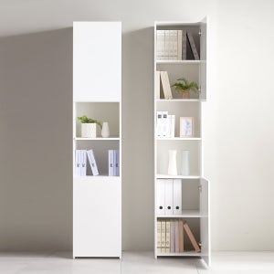 E0자재 서재 책장 407x375x2000(RH2059), 6단, 상하수납형 좌측문