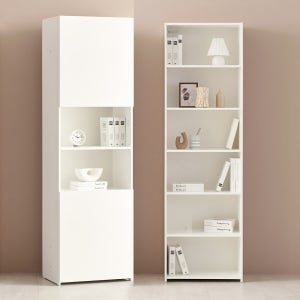 E0자재 서재 책장 600x375x2000(RH2061), 6단, 상하수납형 우측문