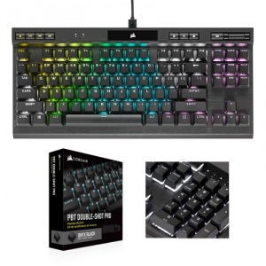 CORSAIR K70 RGB TKL CHAMPION+PBT Double-shot Keycaps Pro (저소음 적축, 블랙)