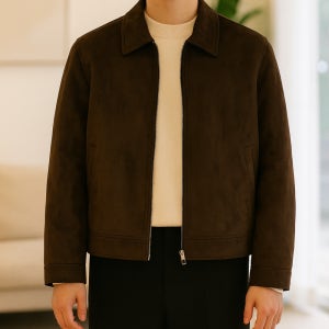 남자 스웨이드자켓 크루 봄 가을 코디 캐주얼 재킷 숏점퍼 남친룩 퀄팅 브라운자켓 트러커