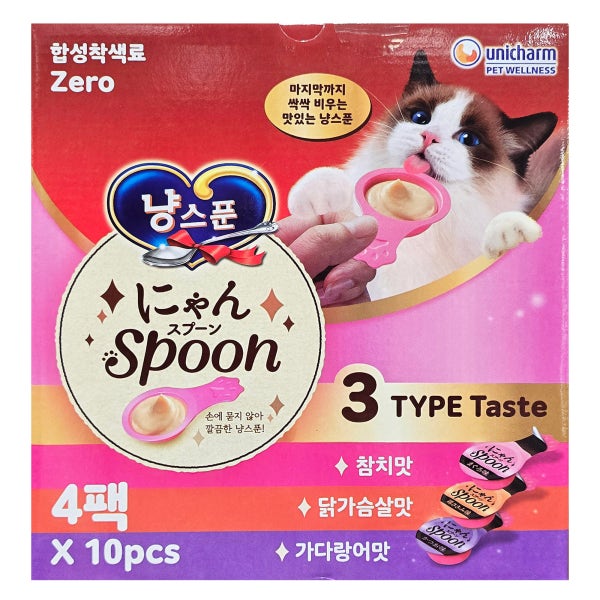 유니참 긴노스푼 냥스푼 10개 4팩 코스트코 스푼형 고양이 숟가락 츄르 습식 간식 40팩