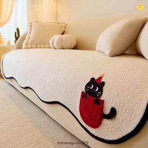 달떵 캣포켓 가을 겨울 셔닐 쇼파 패드 러그 블랙 돌 매트 토퍼 깔개 3인4인90x150