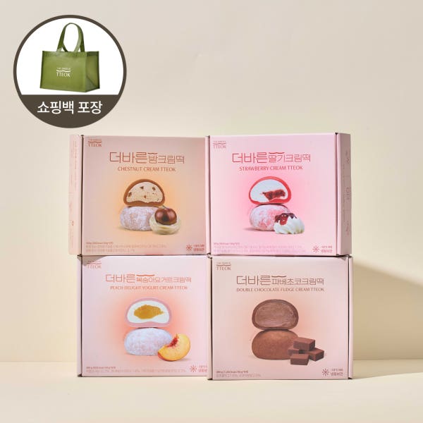 더바른 상큼 크림떡 4종 (복숭아요거트, 파베초코, 딸기, 밤) +프리미엄 쇼핑백