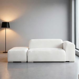 미코퍼니처 모노브 아쿠아텍스 패브릭 소파 스툴미포함, 아이보리 좌형, 2인용