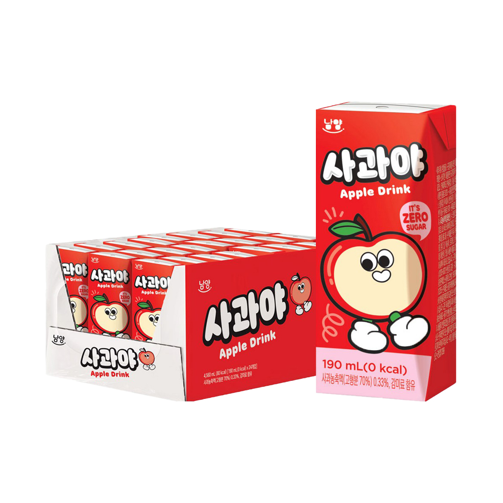 남양 제로슈가 사과야 190ml X 48개 주스 드링크 팩음료 과수원