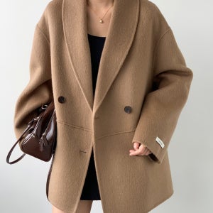 헤르몬 ﻿모네 핸드메이드 숄카라 더블코트 울100% 오버핏 하프코트 648