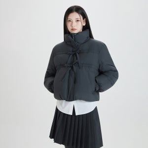 [미쏘]하이넥 리본 숏패딩_MIWJPFV01G