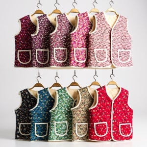 김장조끼 촌캉스 꽃무늬 누빔 털조끼 할매 할머니 레트로 베스트