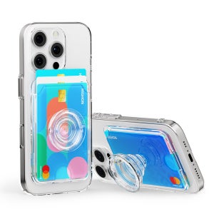 하이온 핸디 그립 톡홀더 투명 맥세이프 카드지갑 케이스 카드3장 수납 교통카드 태그