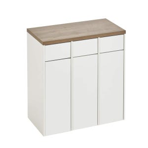 E0자재 가정용 업소용 사무용 재활용 분리수거함 3칸 70L, 잉글리쉬월넛 (ST9654)