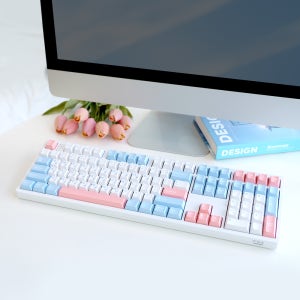 COX CS108 유무선 퀵스왑 게이밍 기계식 키보드 소프트스카이, 벚꽃축