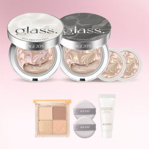 [더블구성]에이지투웨니스 글래스 스킨 에센스 팩트 12.5g 본품2+리필2 (+섀도우, 퍼프2매, 폼20g) (SPF50+)