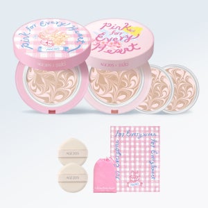 에이지투웨니스 핑크 포 에브리 하트 디오리진 에센스 팩트 핑크 라떼 12.5g 본품2개+12.5g 리필2개 (+퍼프2매,피크닉매트) (SPF50+, PA+++)