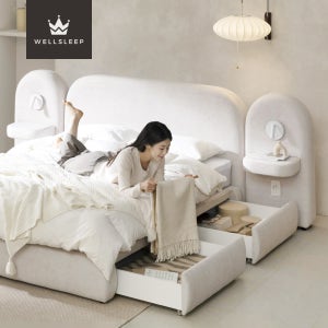 웰슬립 루나 조야 패브릭 수납 서랍 침대 프레임 라지킹 LK