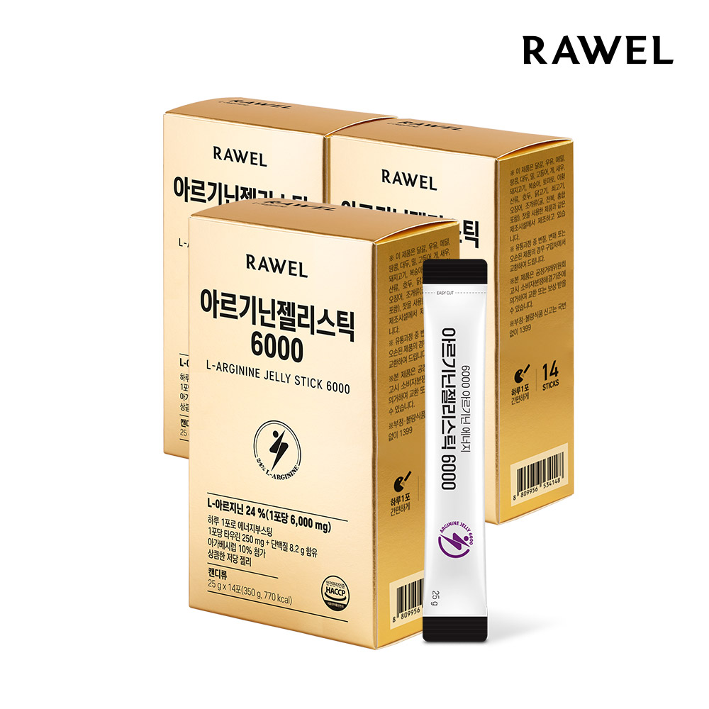 로엘 아르기닌젤리 6000 L아르기닌 <b>스틱</b>젤리/ 파인애플맛 타우린 단백질 14포, 3개